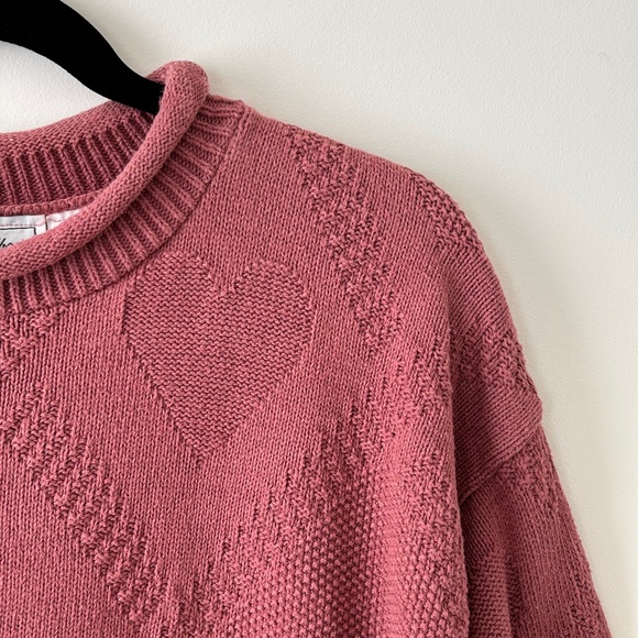 Vintage 100% Cotton Flower & Heart Pink Sweater - Picture 6 of 16